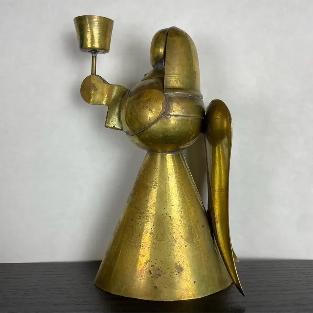 Vintage Brass Angels Candle Holder Pair Shabby Chic Farmhouse Style Rustic Decor